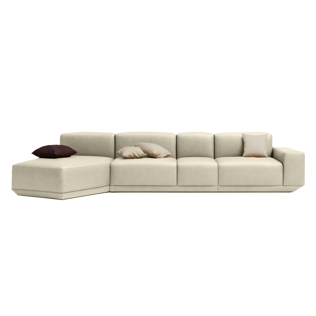 Sofa Cube Musa - Ivory Leather | 387x174cm