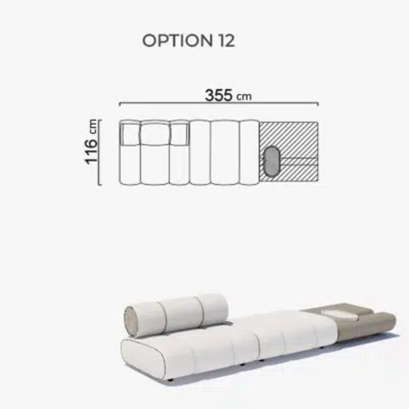 Sofa Orian White 355x116cm