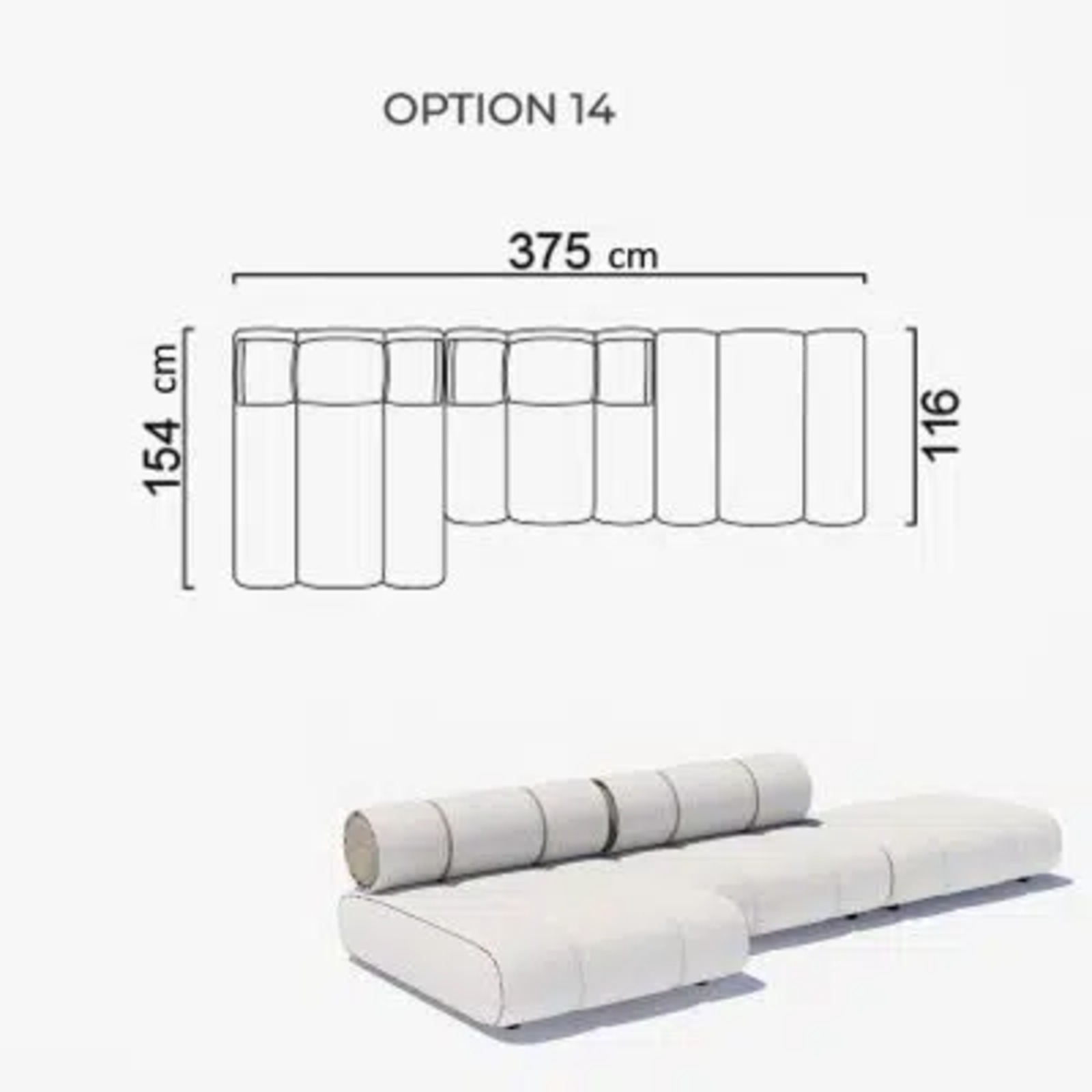 Sofa Orian White 154x375x116cm