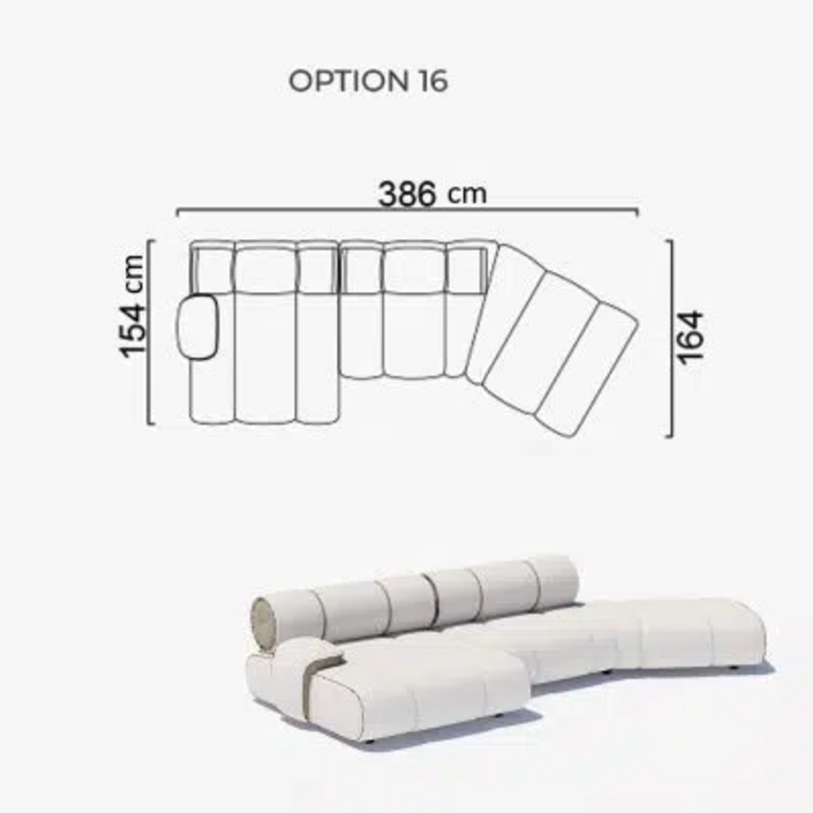 Sofa Orian White 154x386x164cm