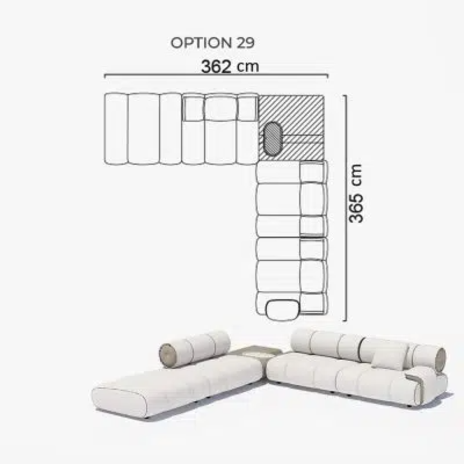 Sofa Orian White 362x365cm