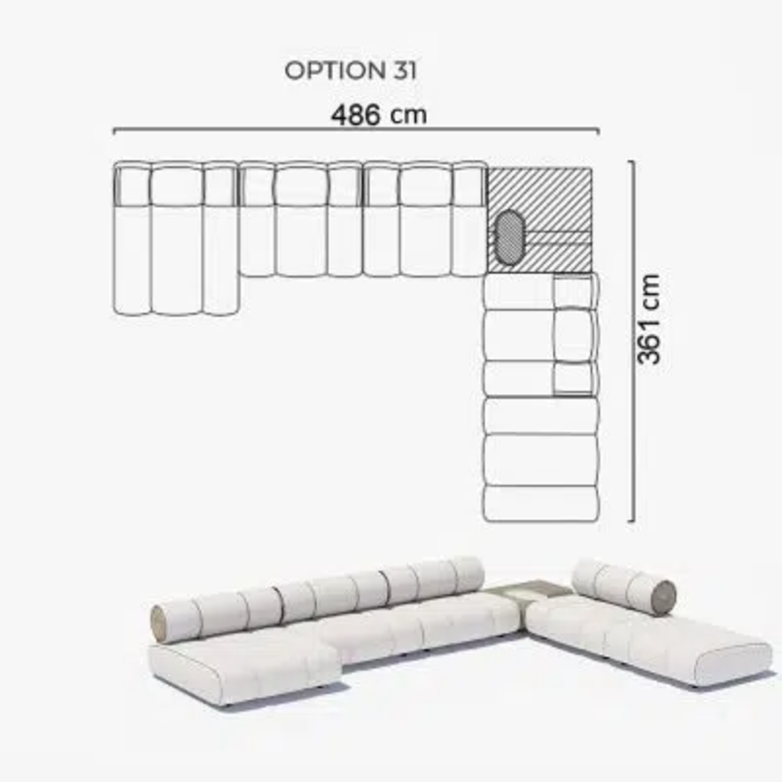 Sofa Orian White 486x361cm