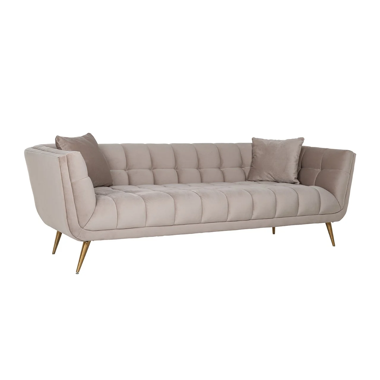 Sofa Huxley Khaki velvet / Brushed gold (Quartz Khaki 903) - 230x91cm