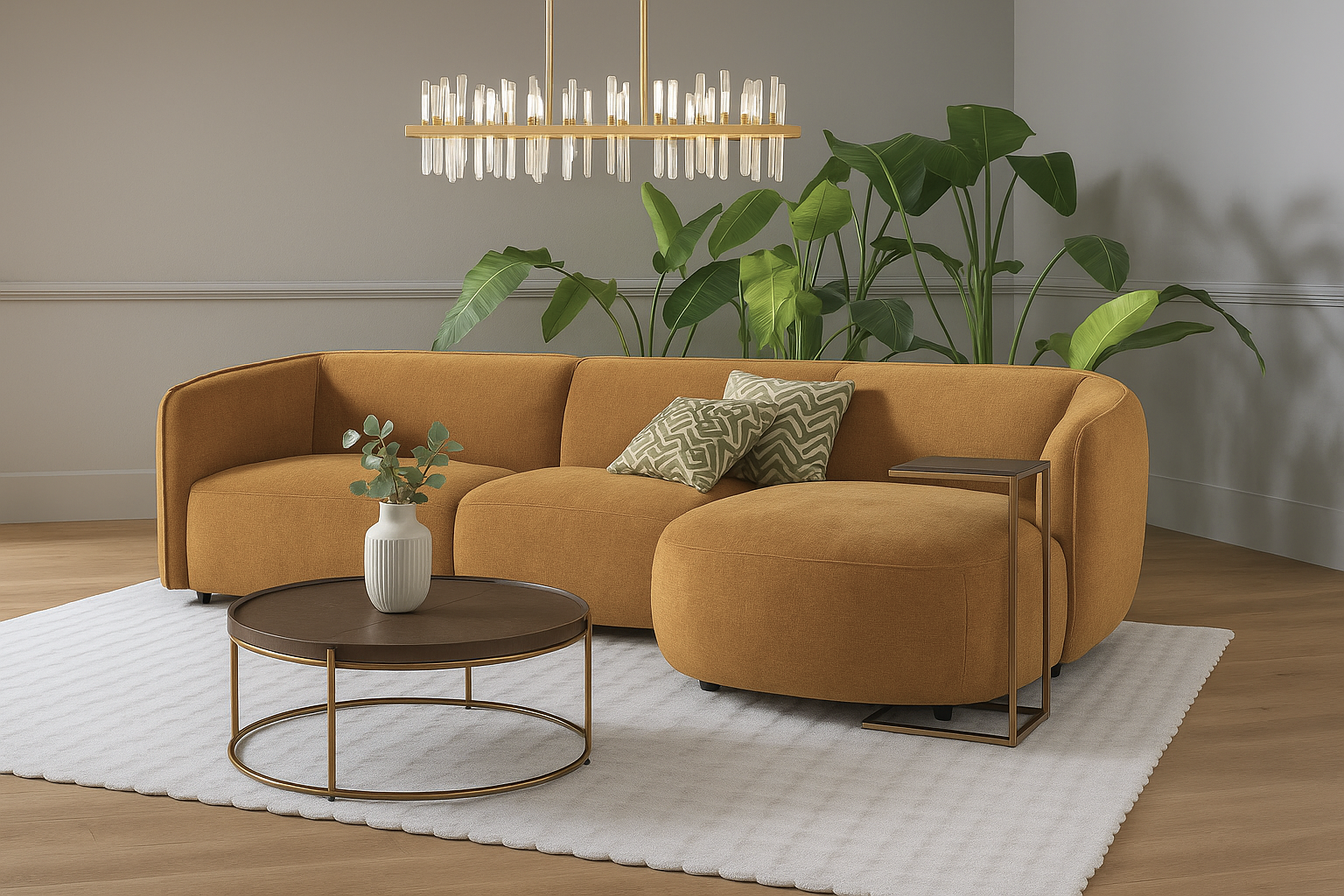 Sofa Cavallo - Brown Fabric Corner Sofa 280×152cm