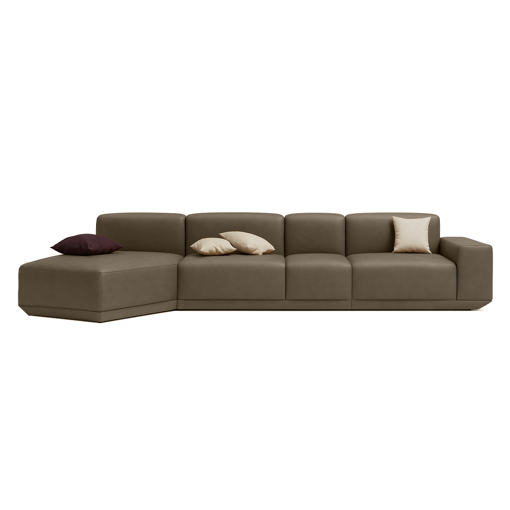 Sofa Cube Musa - Brown Leather | 387x174cm