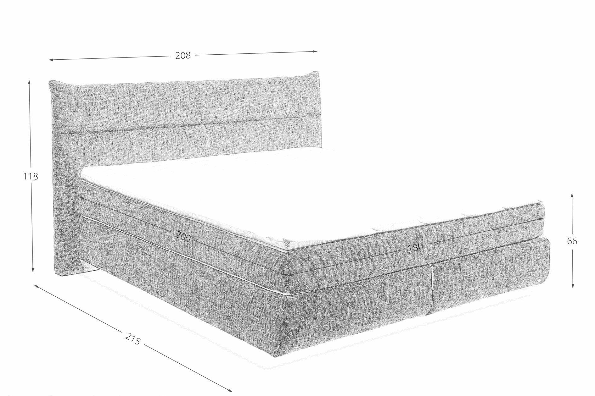 Boxspring Zando - Beige | Includes Base and Topper