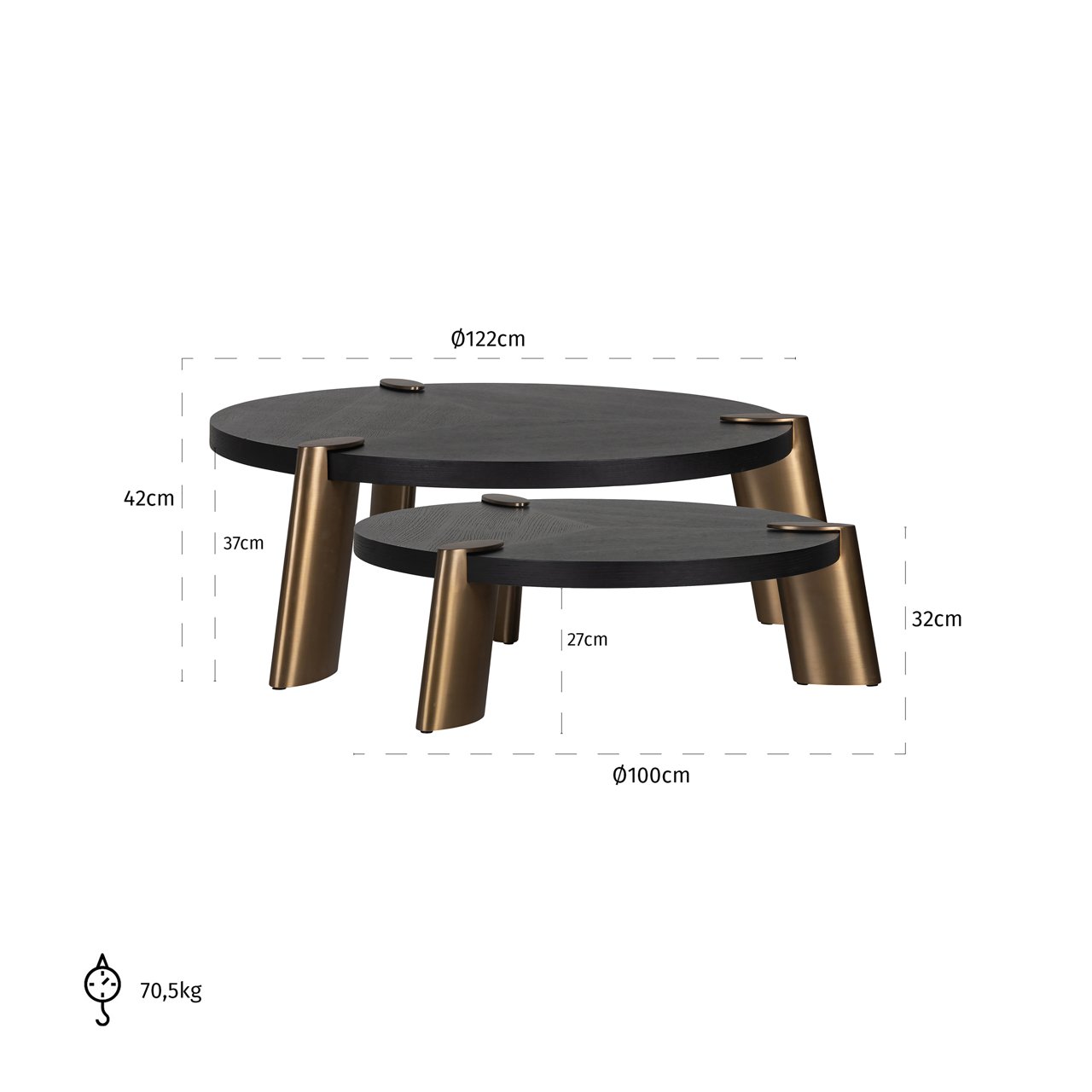 Coffee table Alexander Jones charcoal (Brody) (Set of 2)