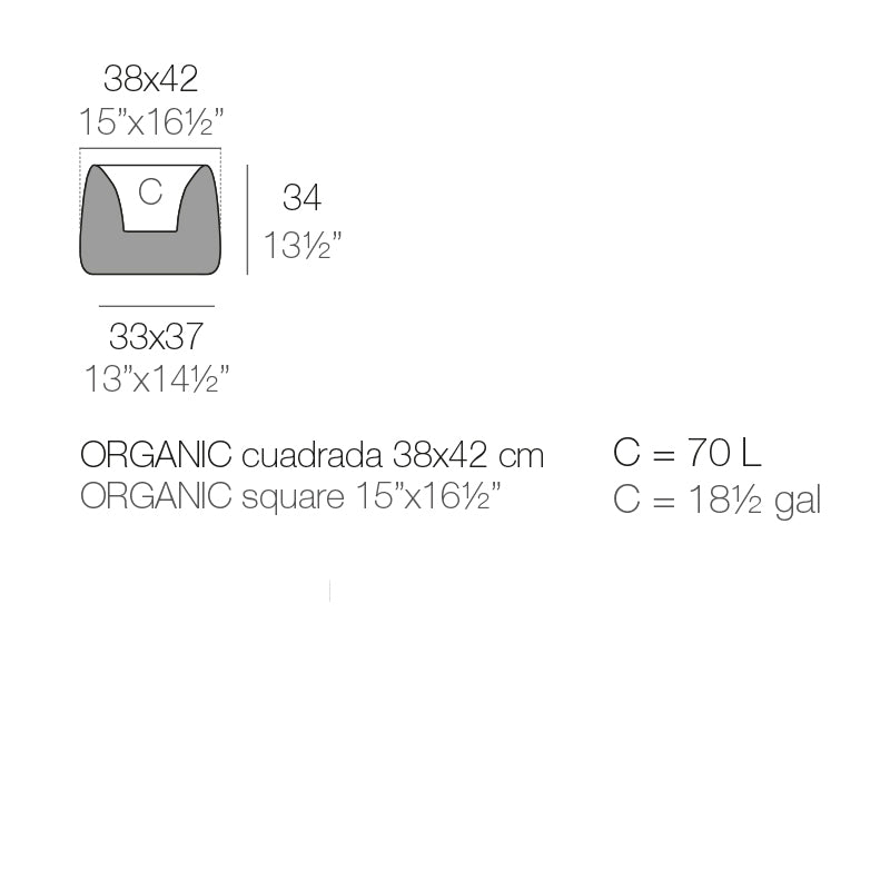 Organic Square Planter 38X42X33