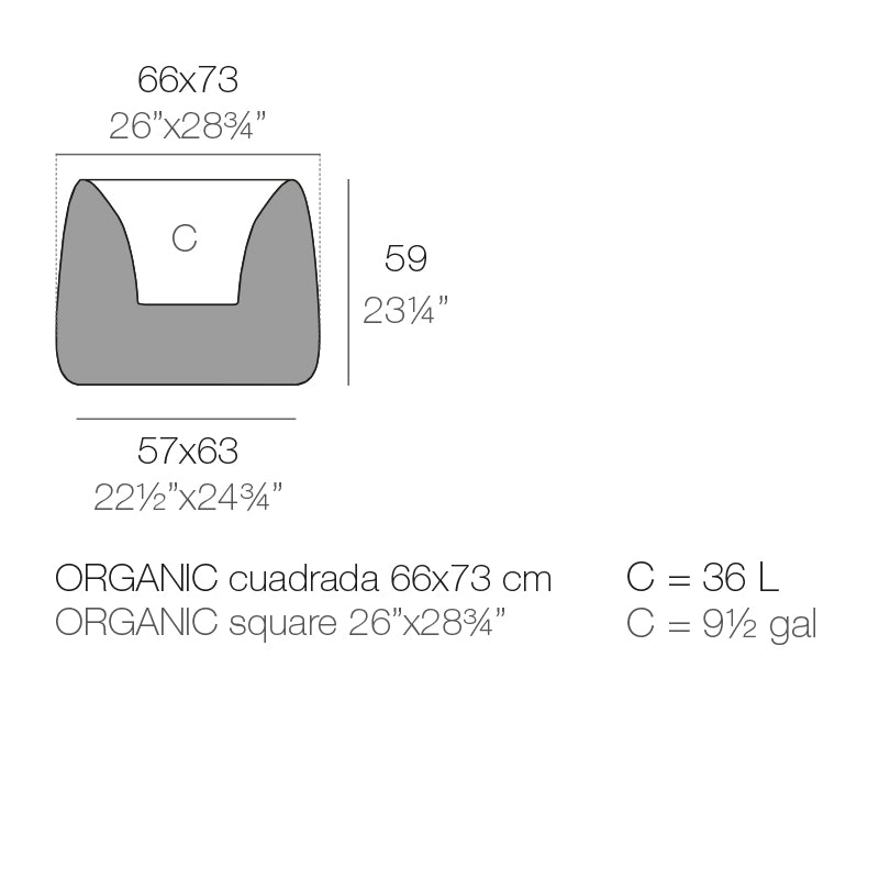 Organic Square Planter 66X73X57