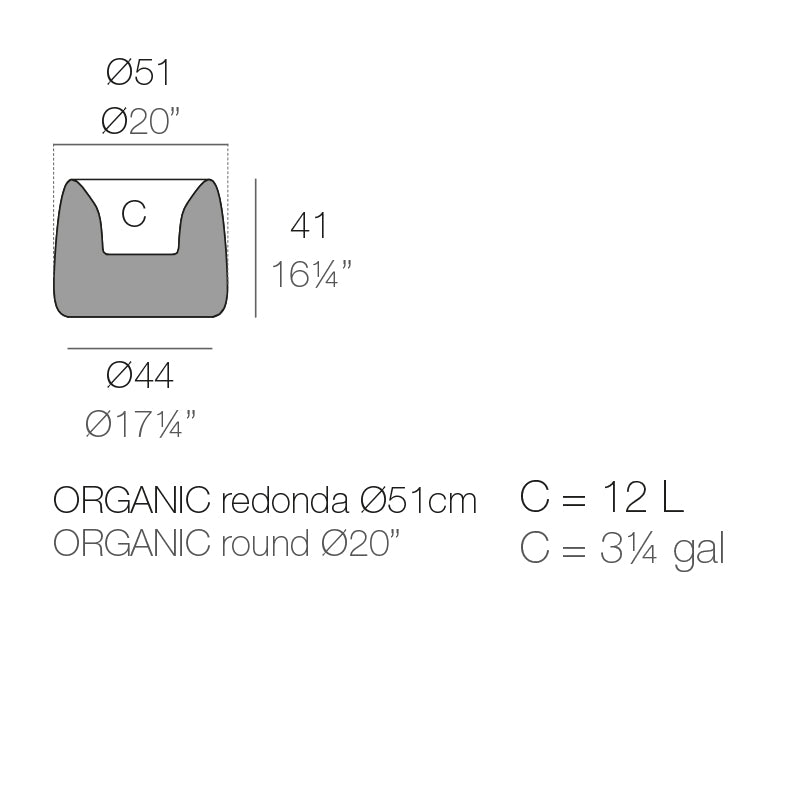 Organic Round Planter Ø51X40