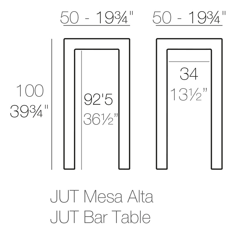 Jut Bar Table 50X50X100