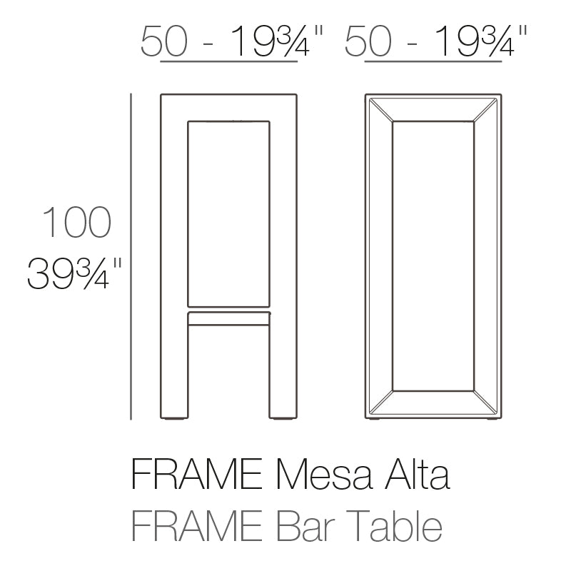 Frame Bar Table 50X50X100