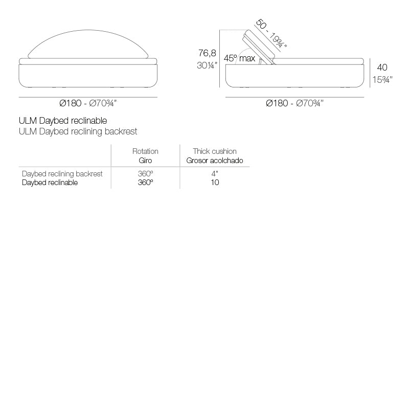 Ulm Daybed Reclining Backrest