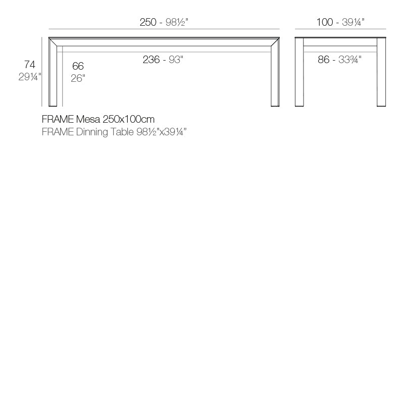 Frame Aluminium Table 250X100X74