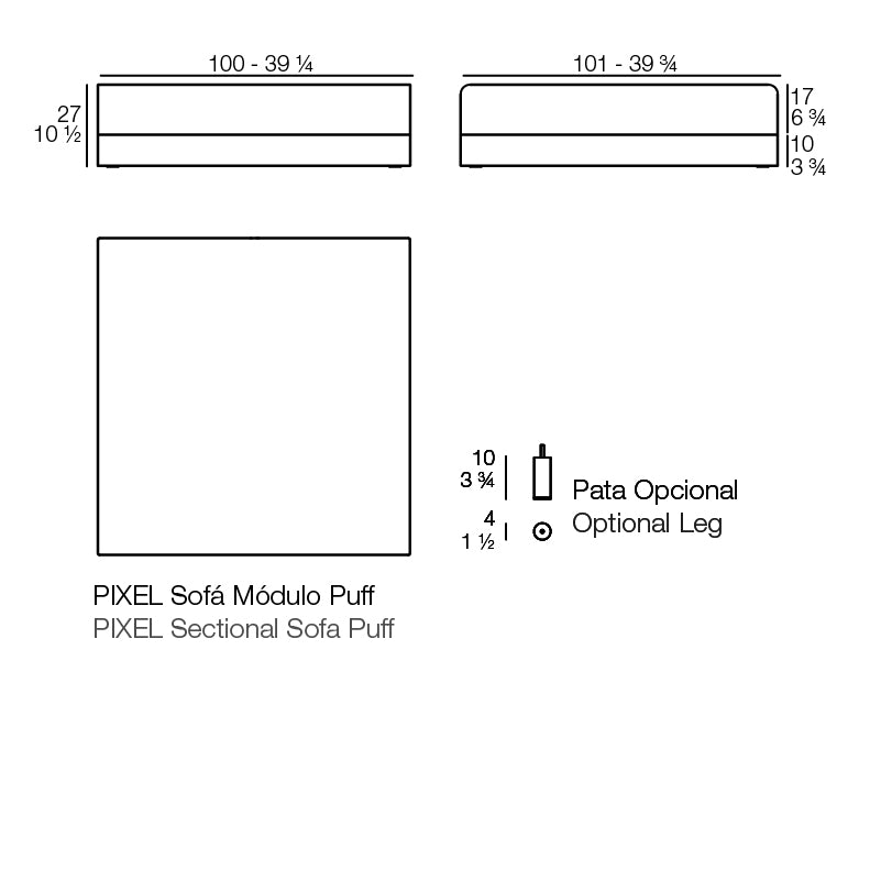 Pixel Sectional Ottoman