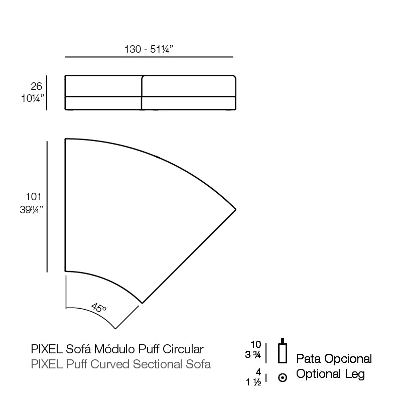 Pixel Round 45º Puff