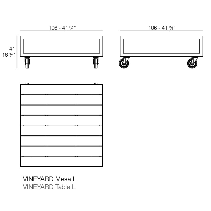 Vineyard Large Coffee Table Wheel