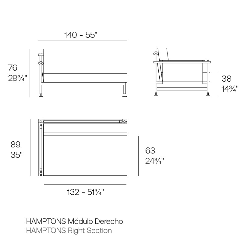 Hamptons Sectional Right Armrest