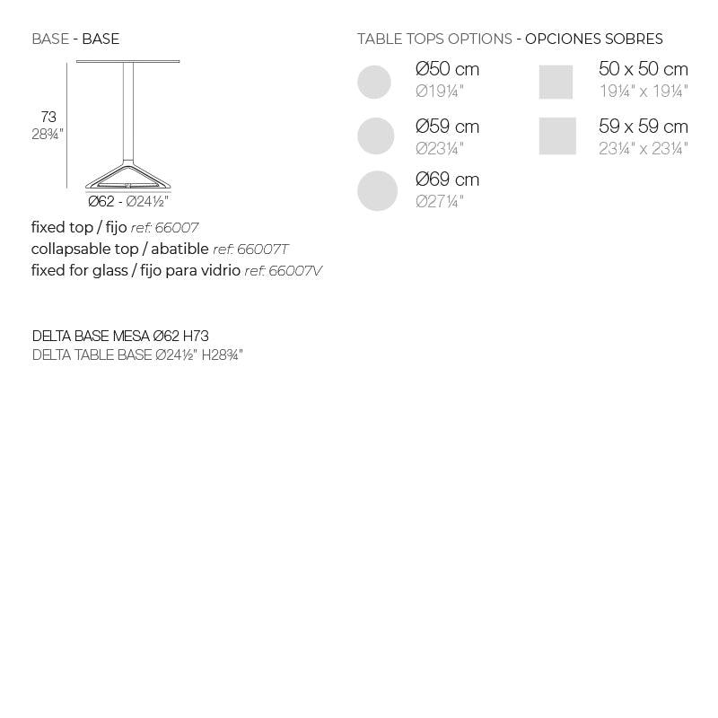 Delta Table Base H:73Cm