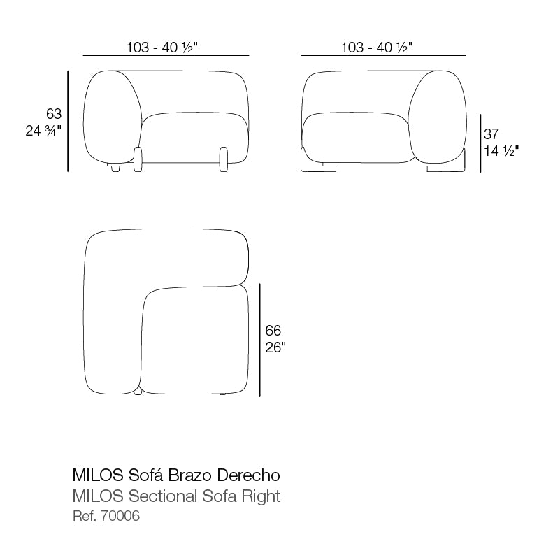 Milos Sectional Sofa Right