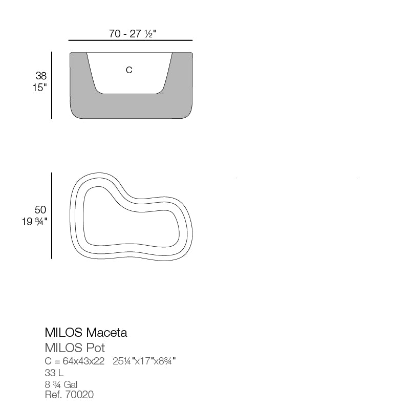 Milos Planter 70,5 x 50,5 x 38 cm