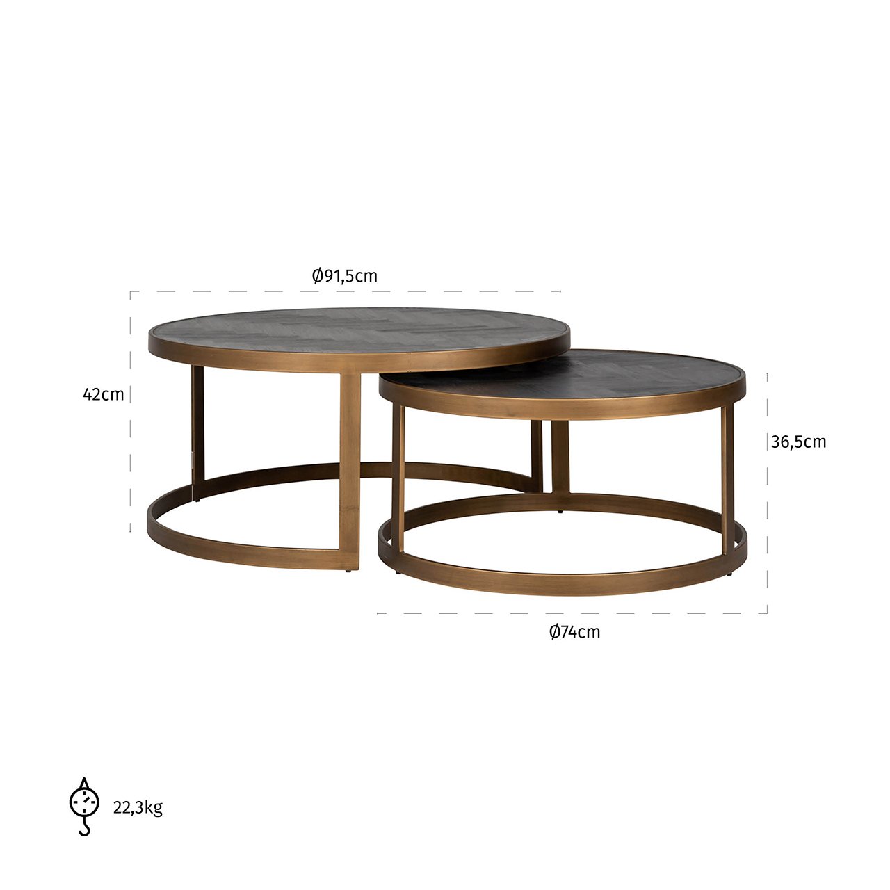 Coffee table Blackbone Brass black rustic (Set of 2)