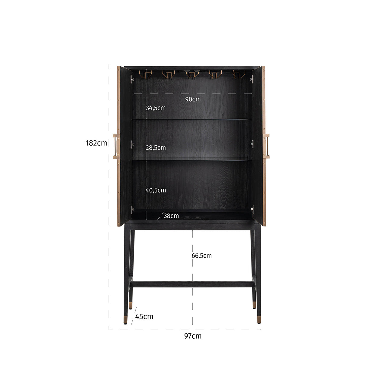 Bar Cabinet Bloomville 2-doors (Gold)