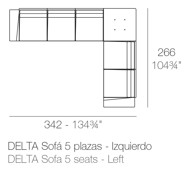 Delta Corner Sofa Left 5 Seat