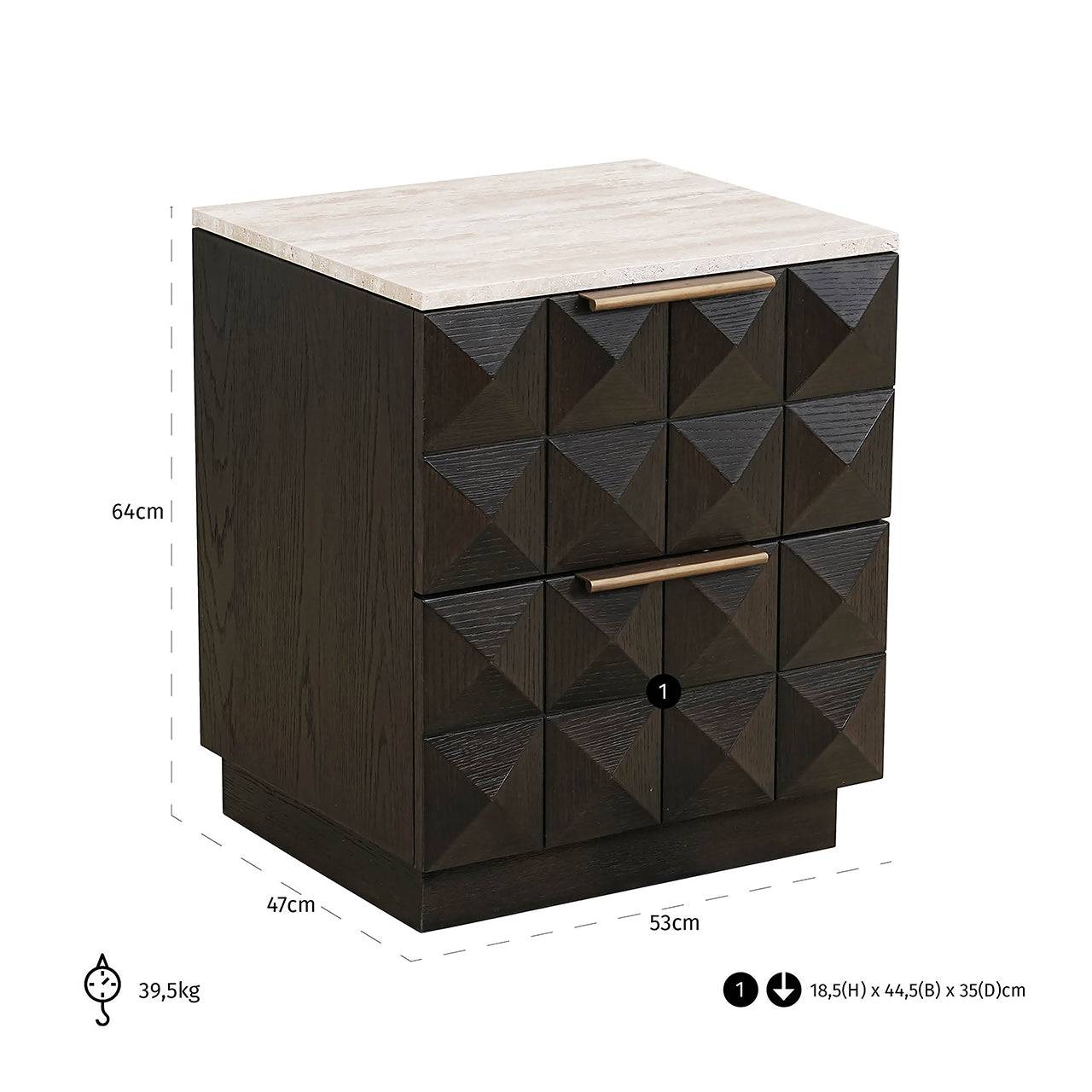 Nightstand Claremont 2-drawers (Brown)