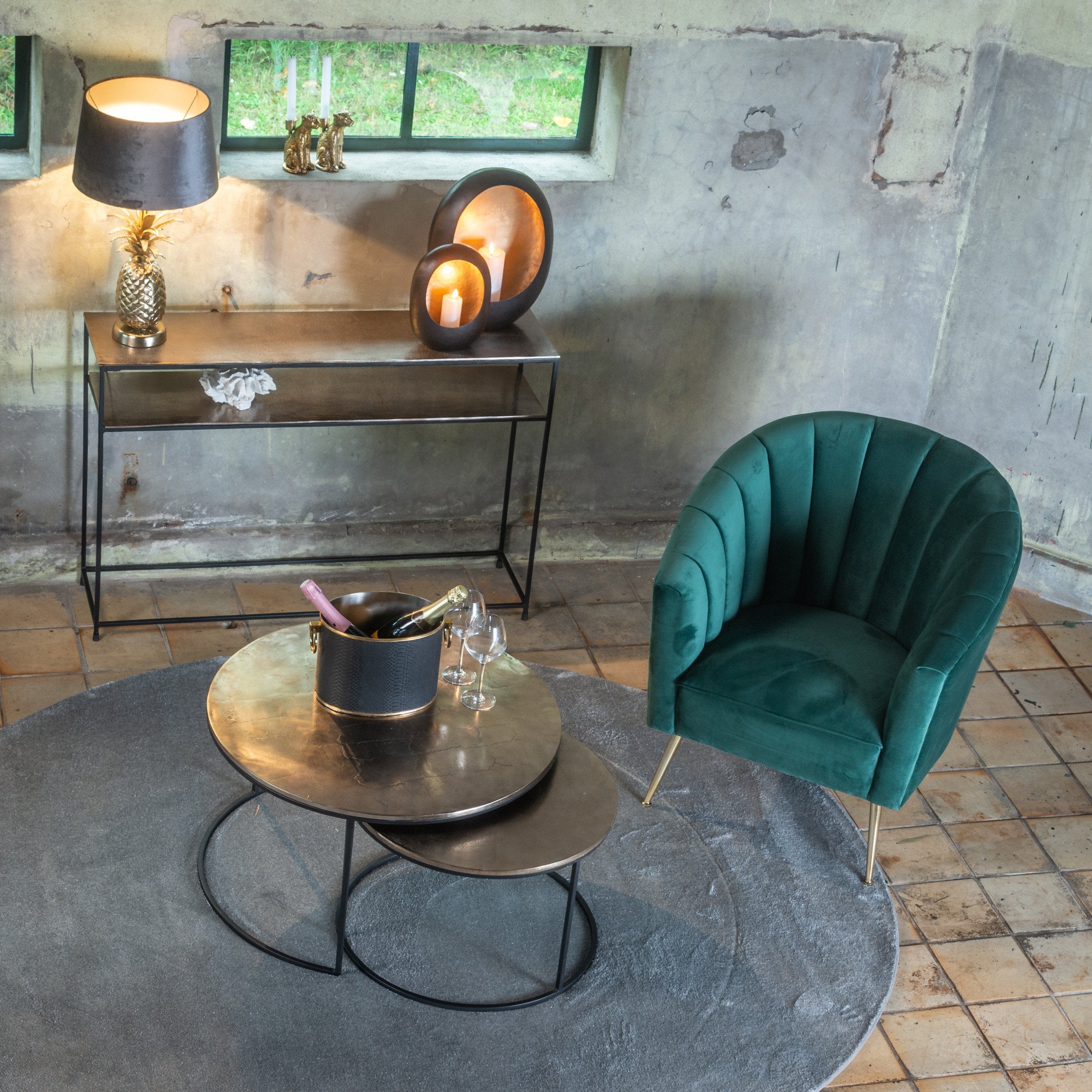 Coffee table Asher champagne gold (Set of 2)