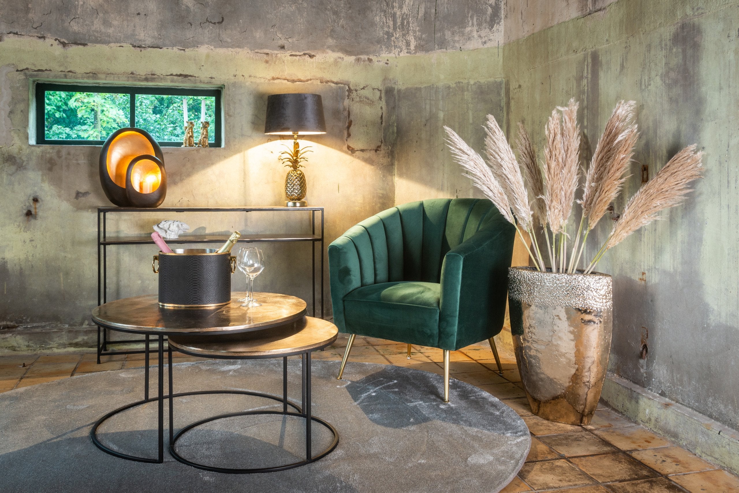 Coffee table Asher champagne gold (Set of 2)