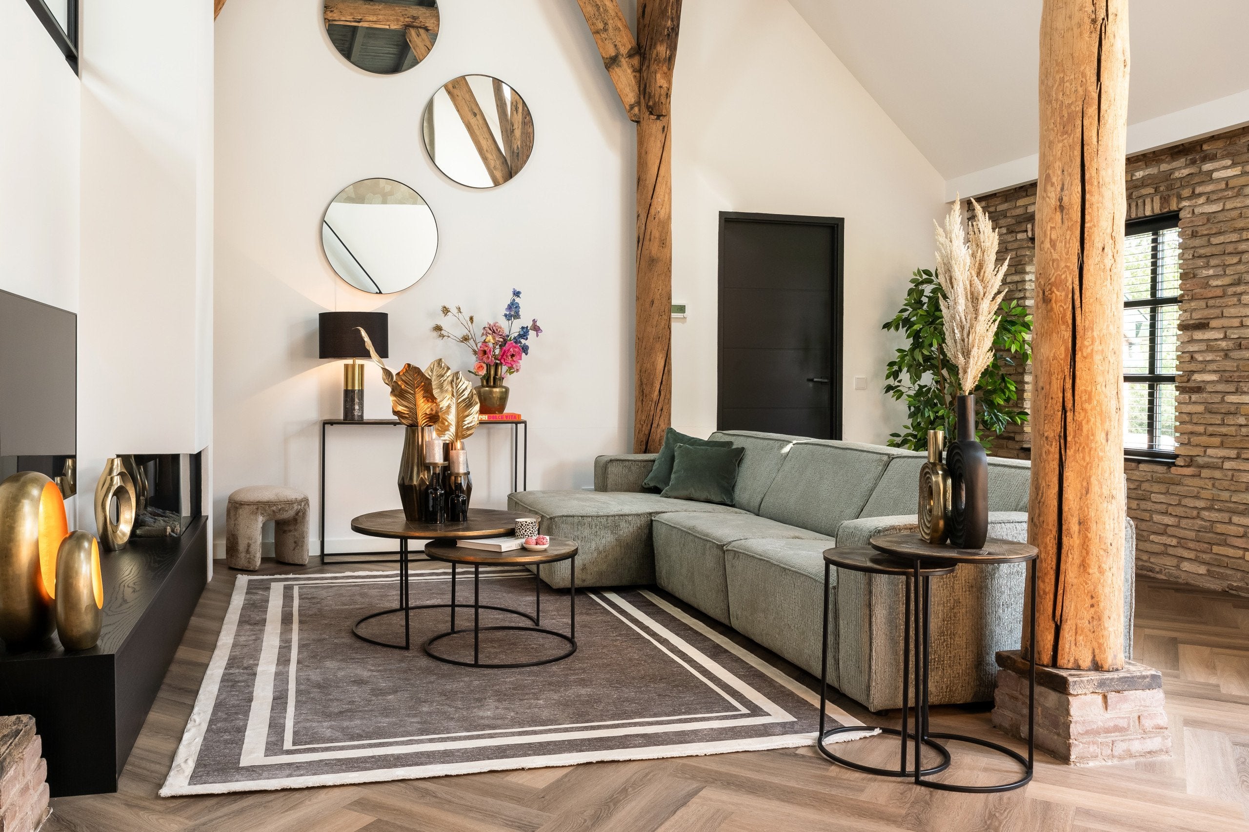 Coffee table Tulum brushed gold (Set of 2)