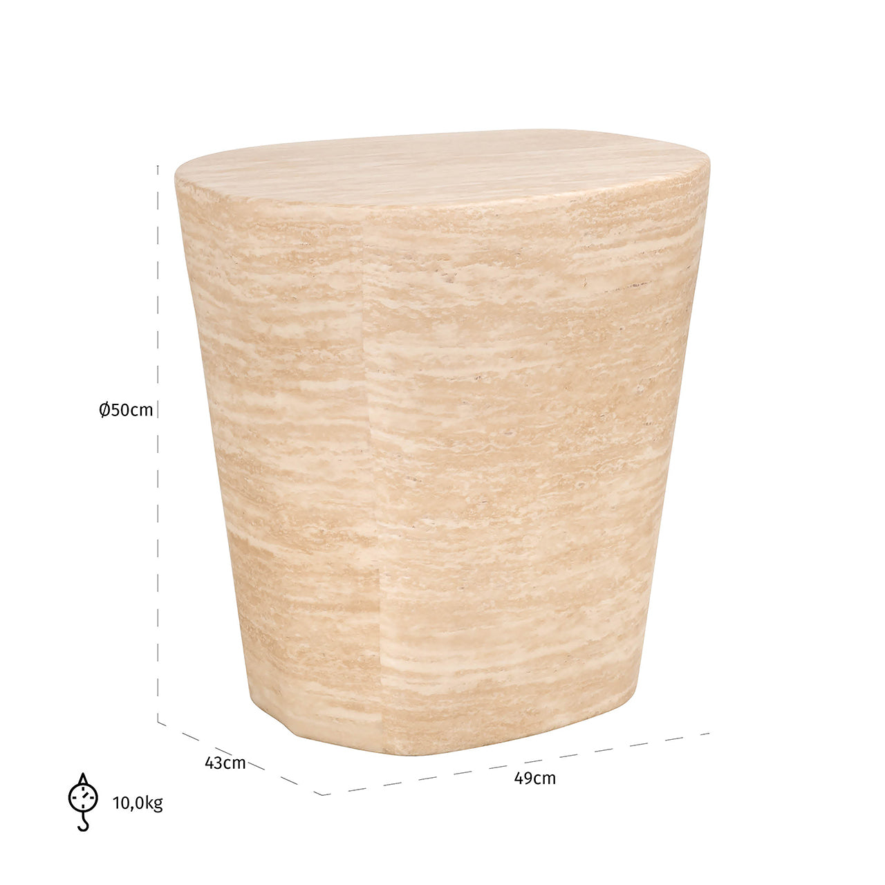End table Fictus faux travertine (Beige)