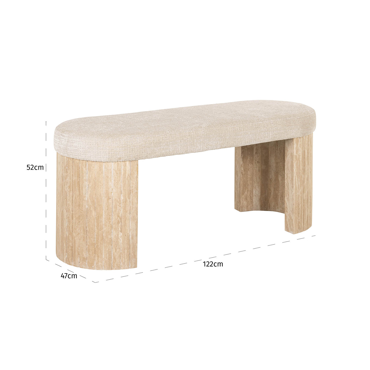 Bench Gallice natural beige travertine (Beige)