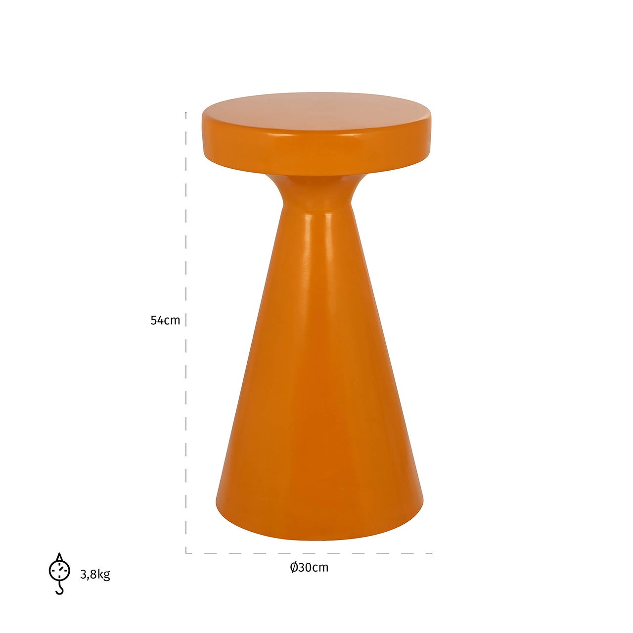 End table Kimble orange big 30Ø