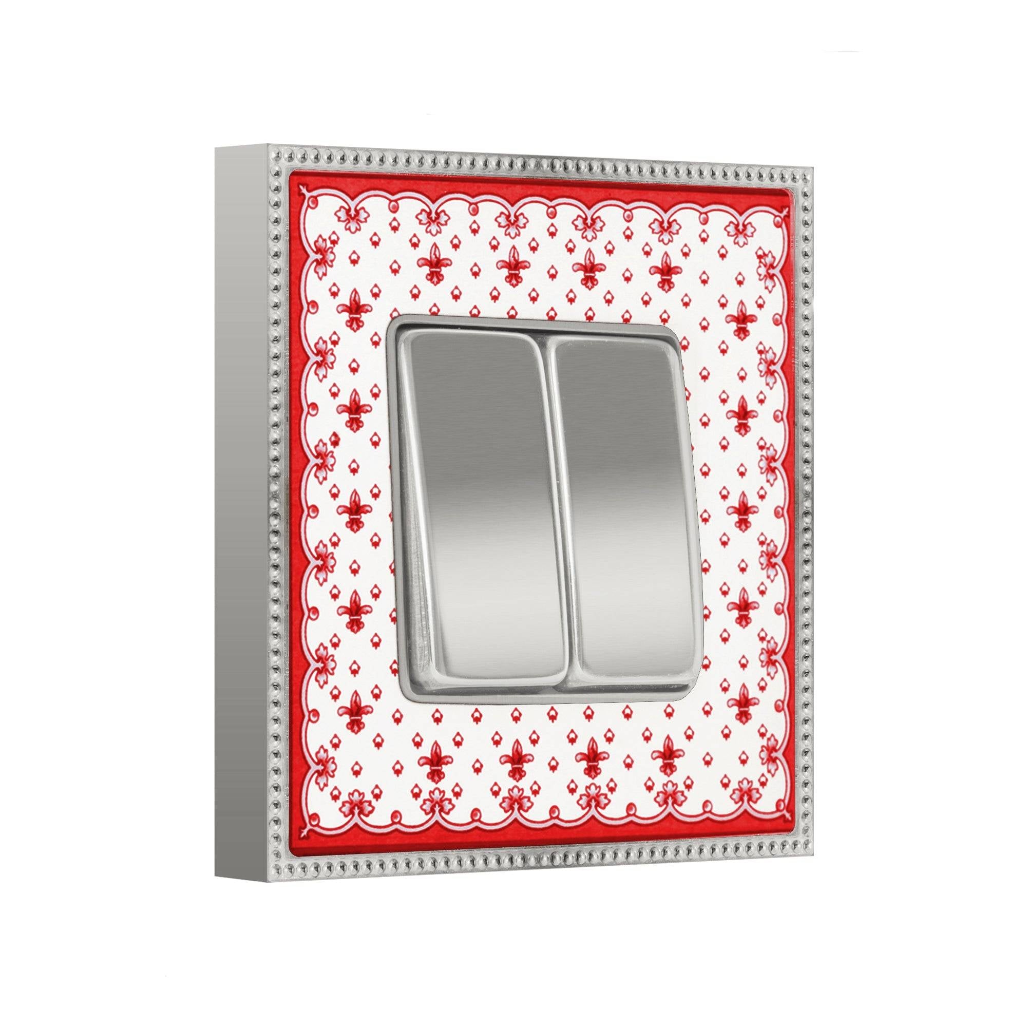 Interruptor doble tecla PORCELAIN BELLE EPOQUE rojo con cromo