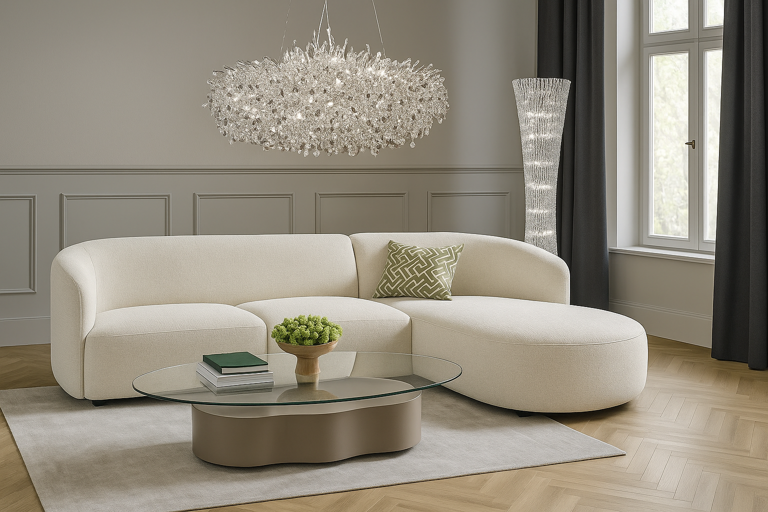 Sofa Cavallo - Beige Fabric Corner Sofa 280×152cm