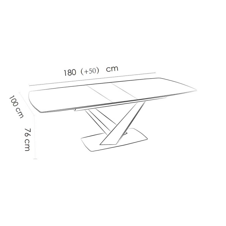 Dining Table Triumph - Ceramic Matt White 180cm | Extendable 230cm