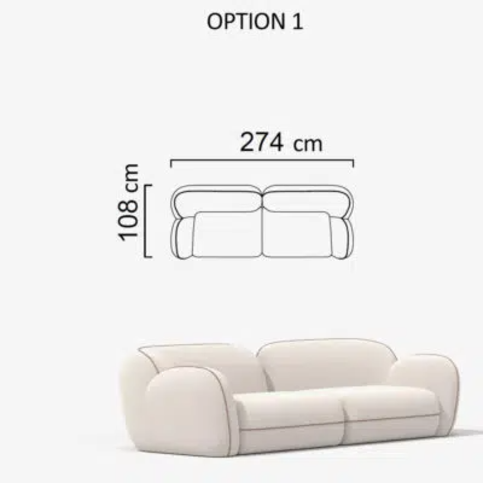 Sofa Aicon Creme 274cm