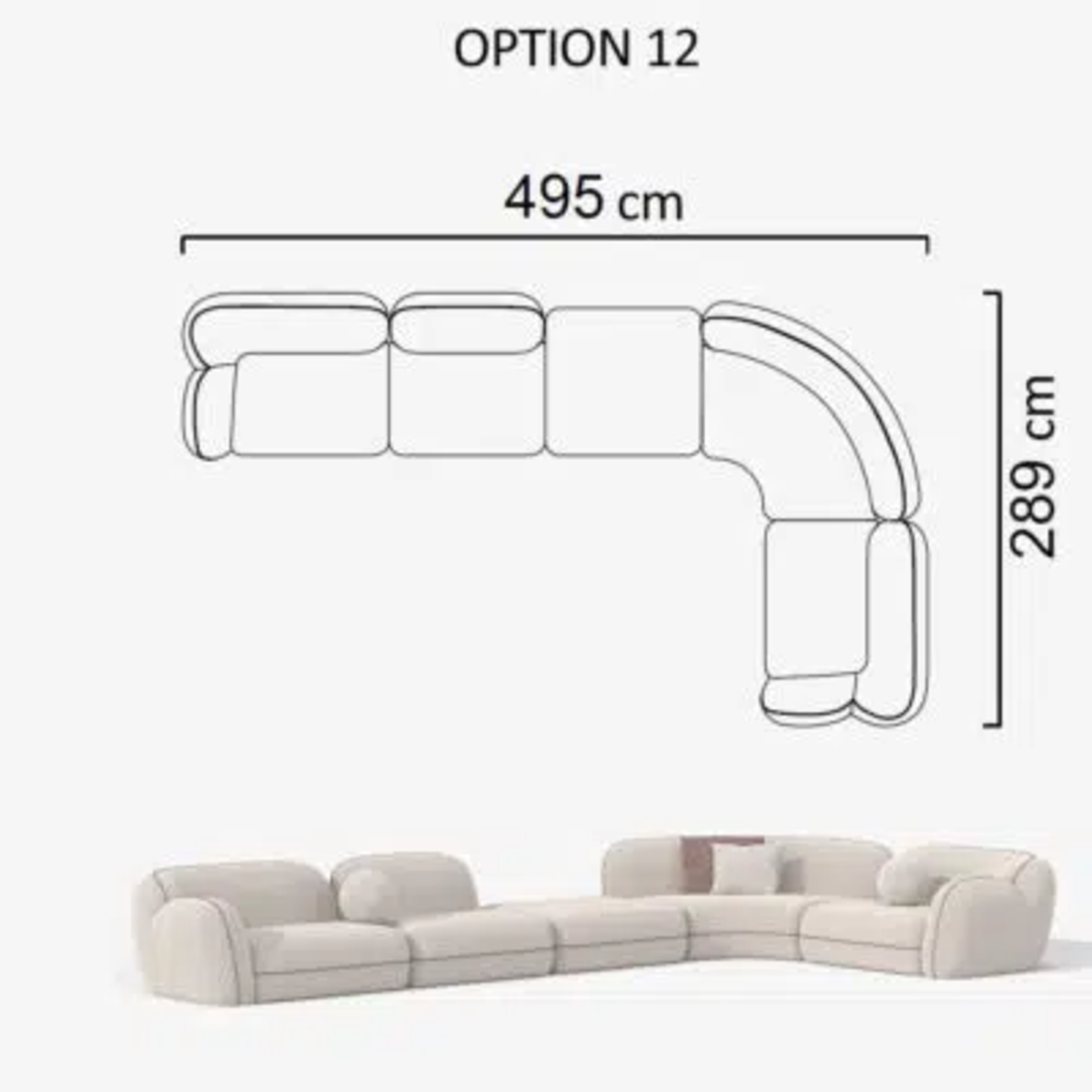 Sofa Aicon Creme 495cm