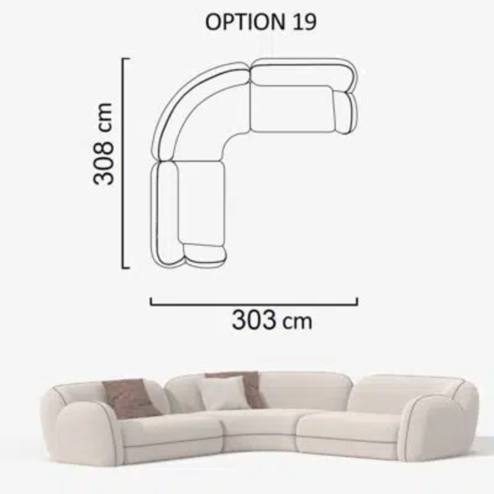 Sofa Aicon Creme 303cm