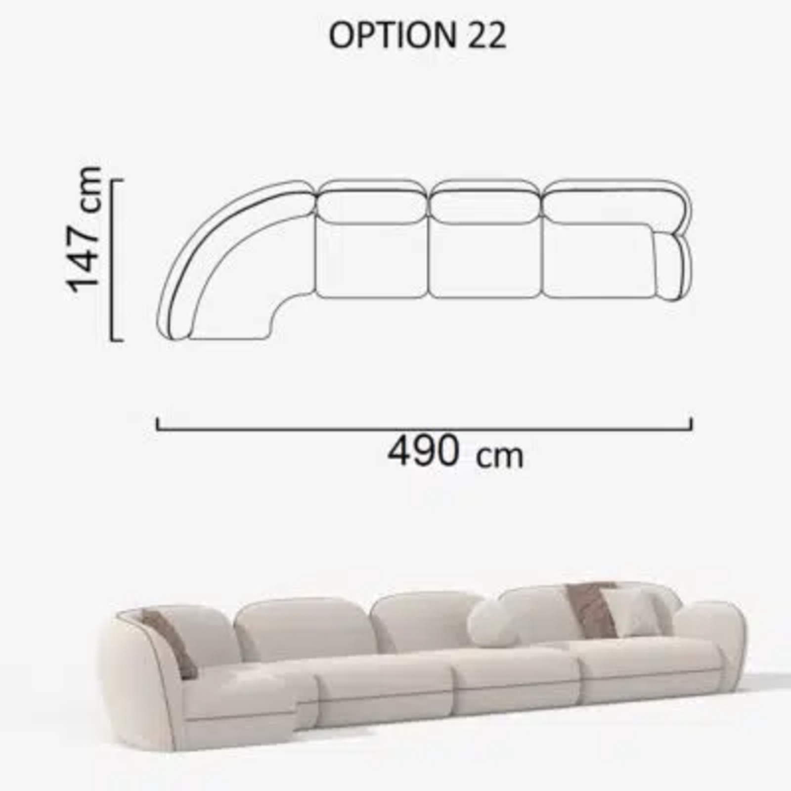 Sofa Aicon Creme 490cm