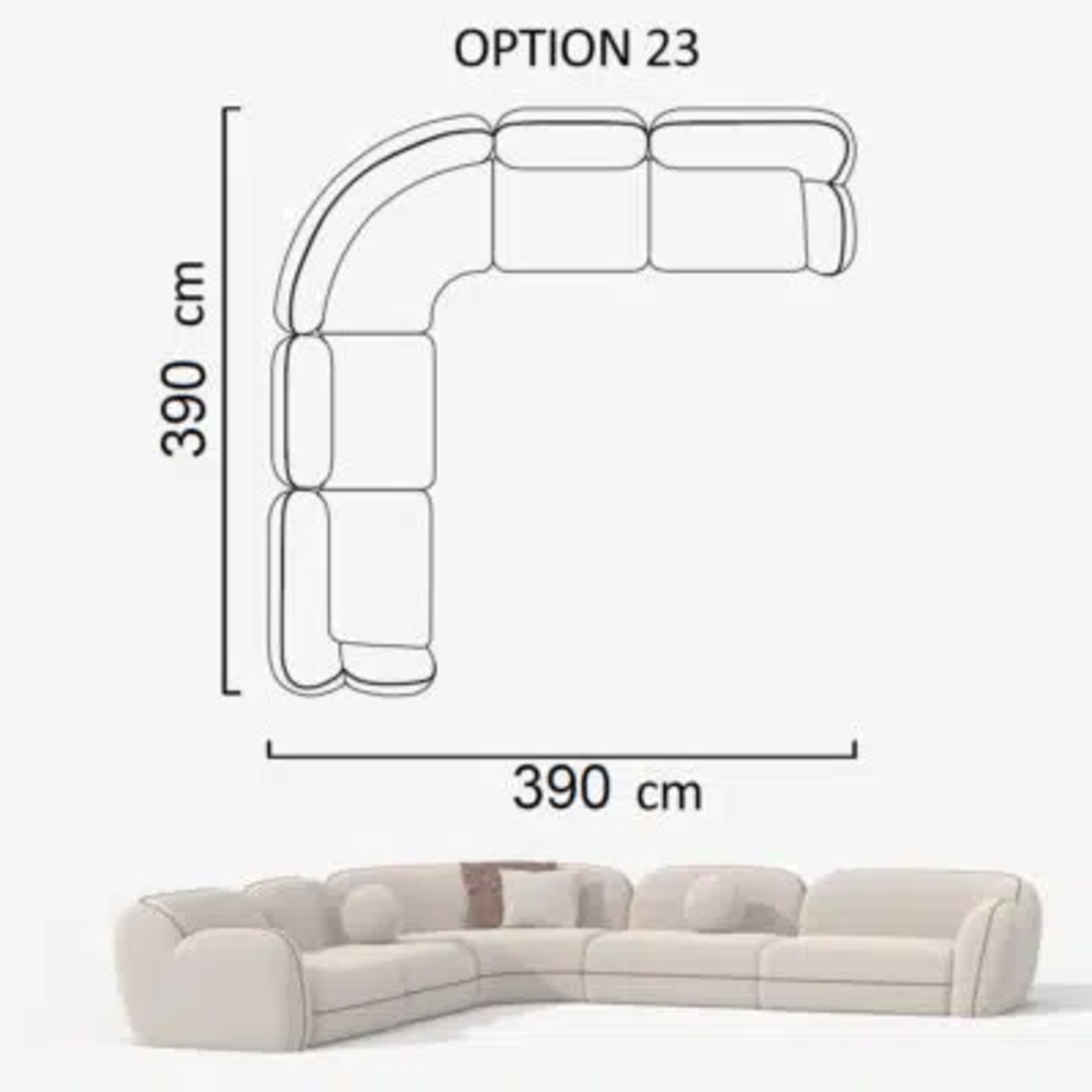 Sofa Aicon Creme 390cm