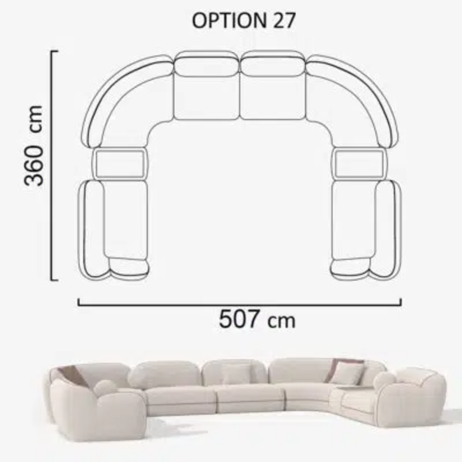 Sofa Aicon Creme 507cm