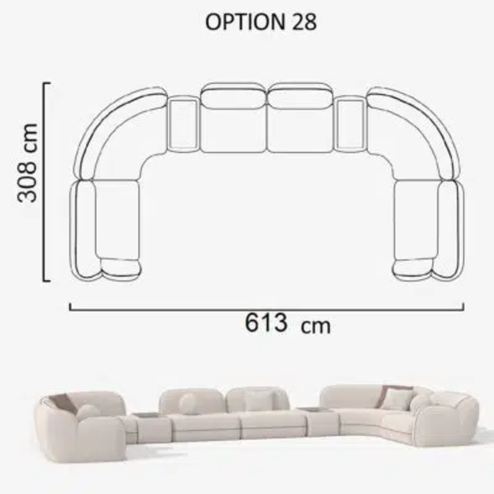 Sofa Aicon Creme 613cm