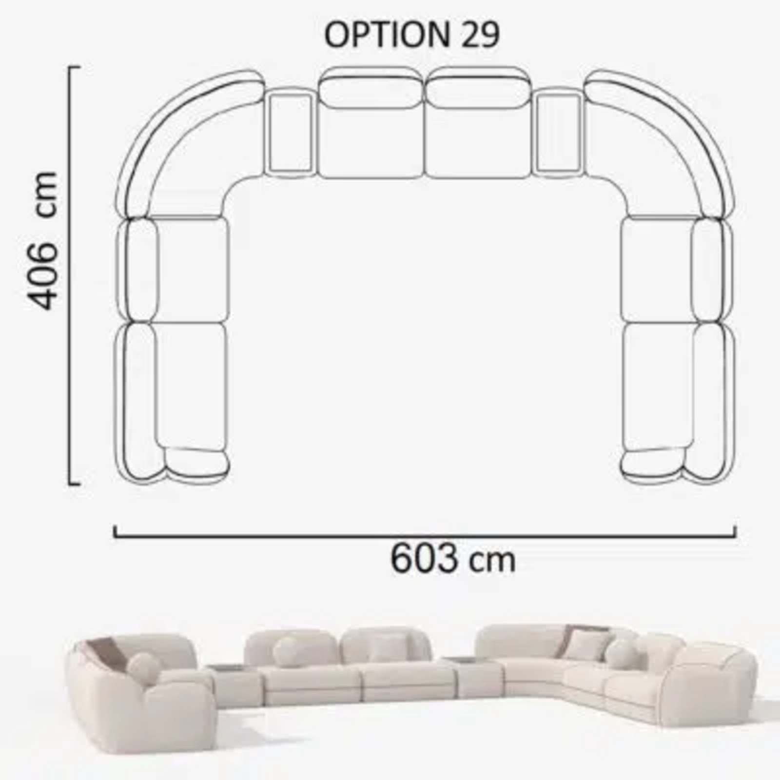 Sofa Aicon Creme 603cm