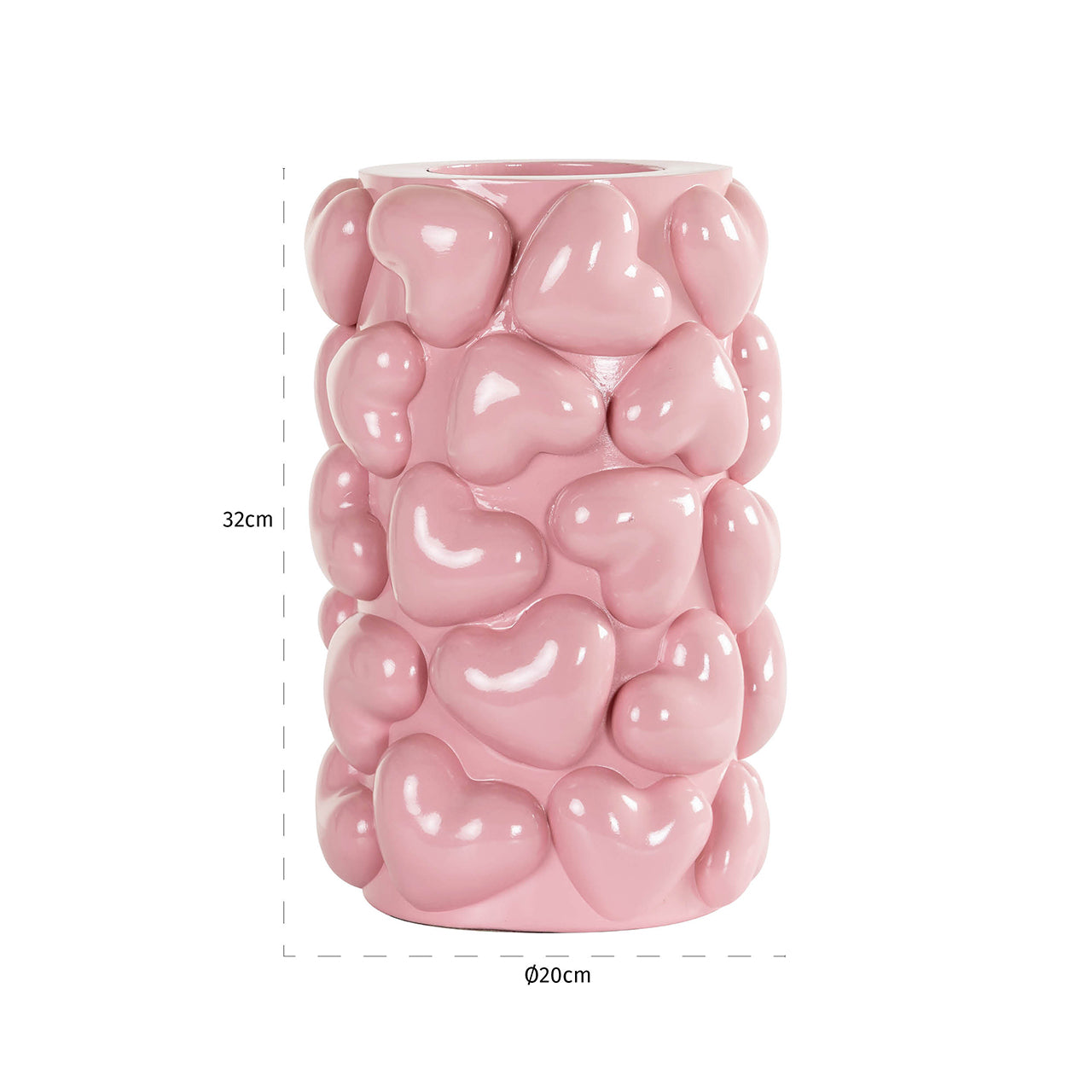 Candle holder Emel hearts big (Pink)
