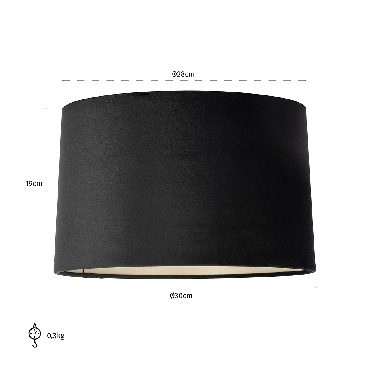 Lampshade Maddy black velvet 30Ø (Black)