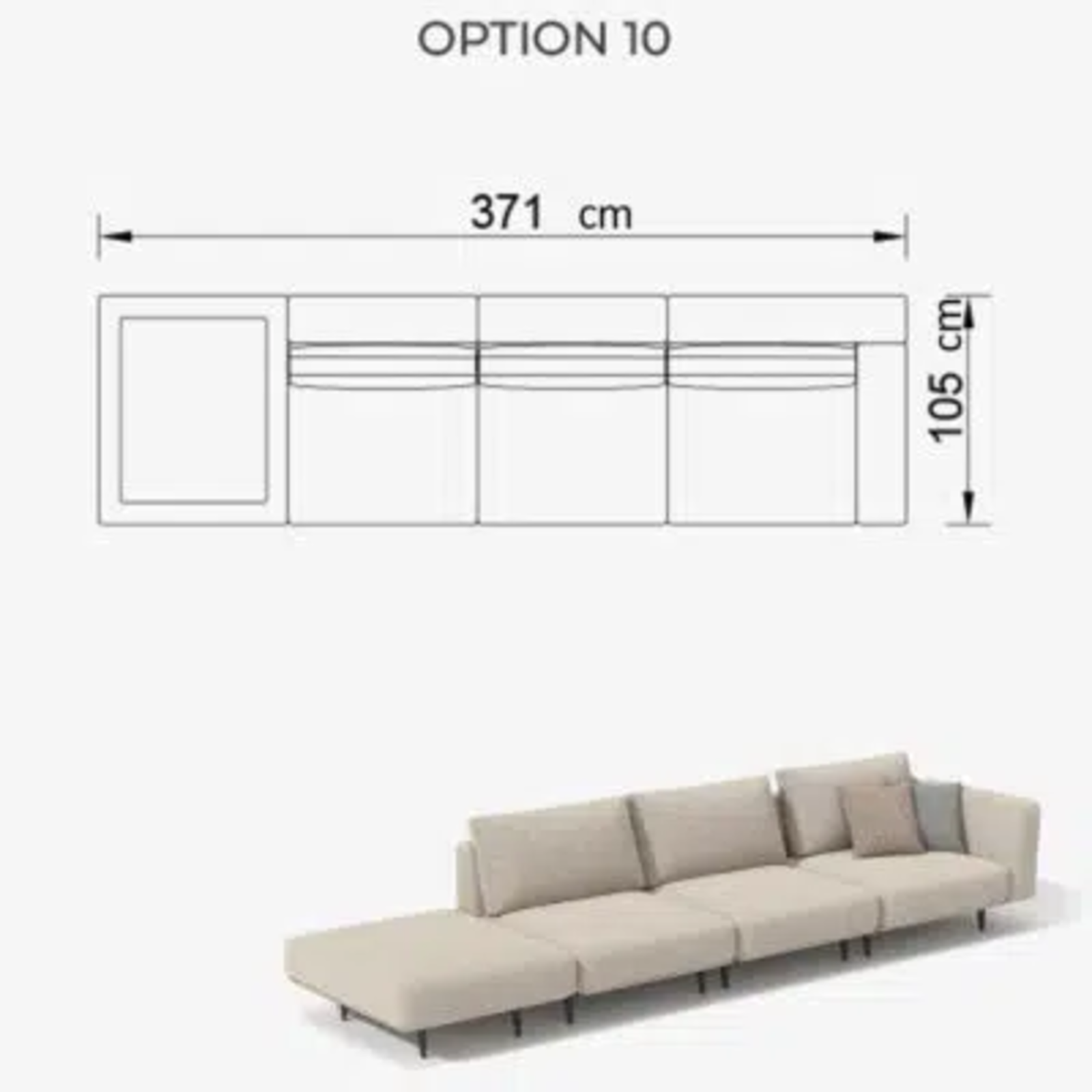 Sofa Love Off-White 371cm