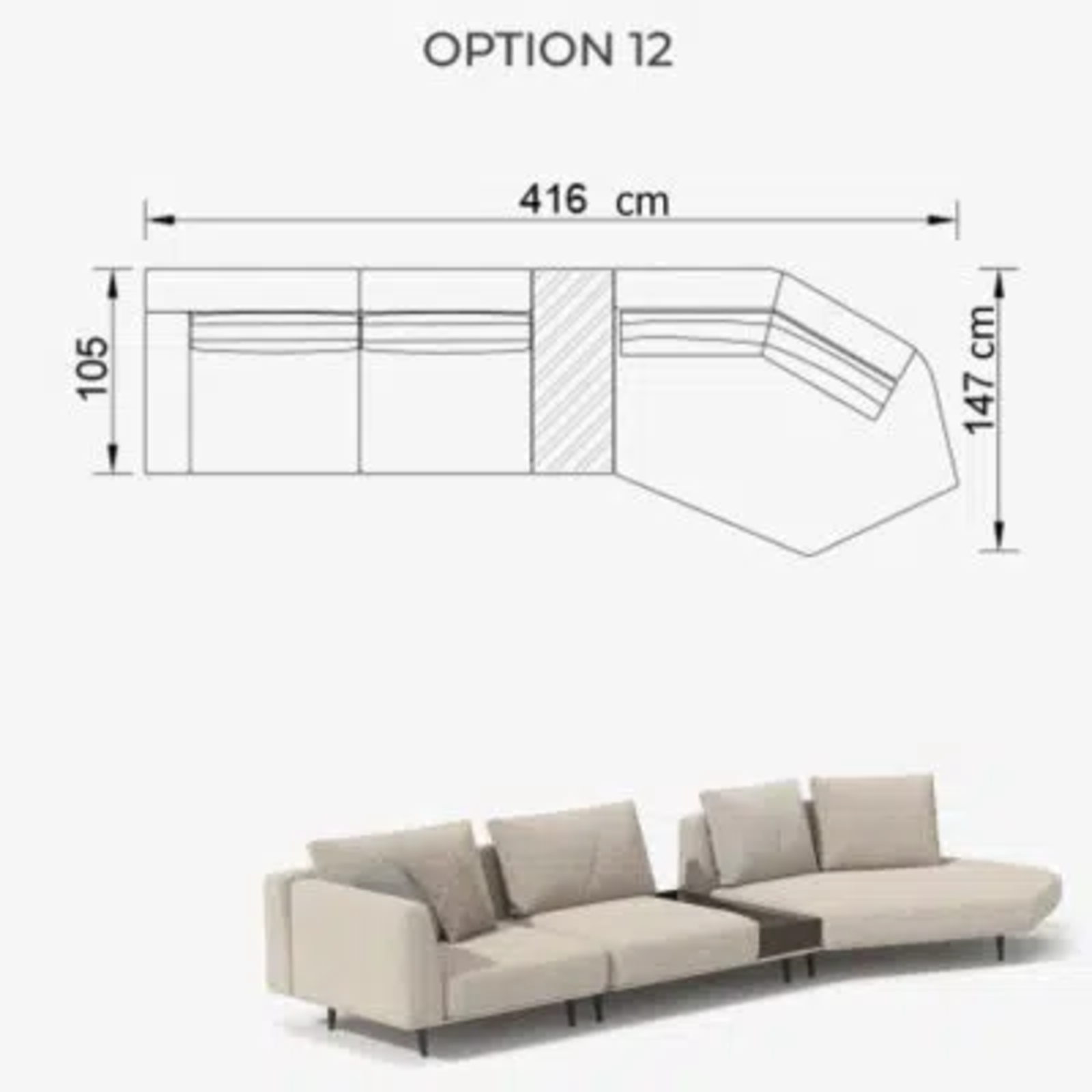 Sofa Love Off-White 416cm